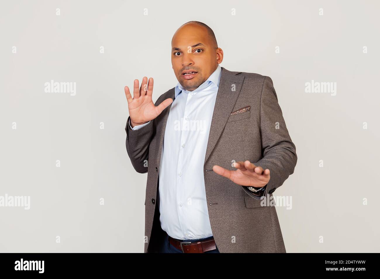 Man scared hands face hi-res stock photography and images - Alamy