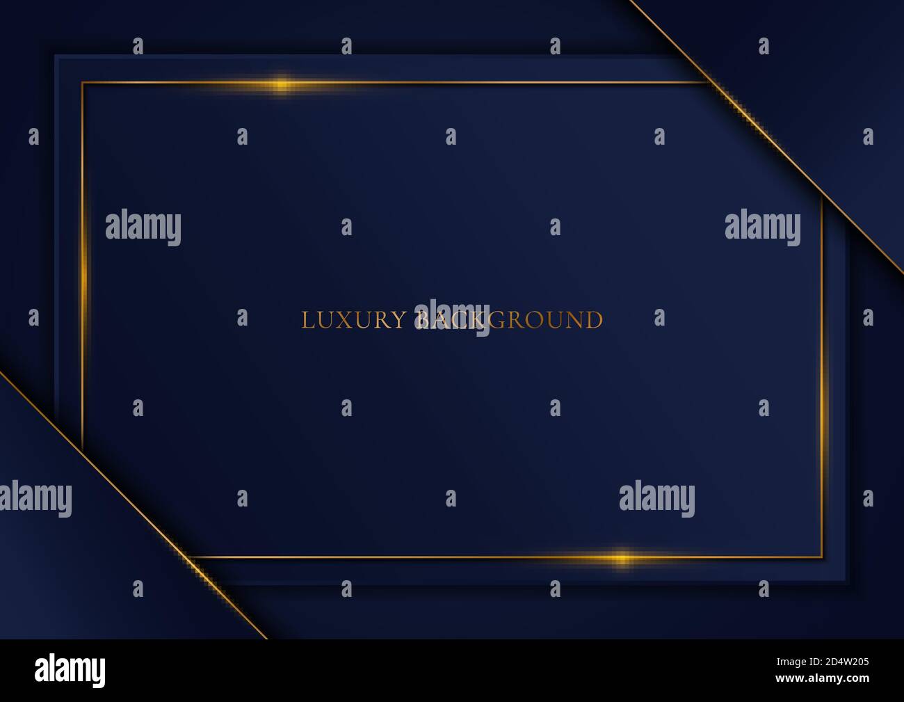 Blue template triangle and gold frame background luxury style. Vector illustration Stock Vector