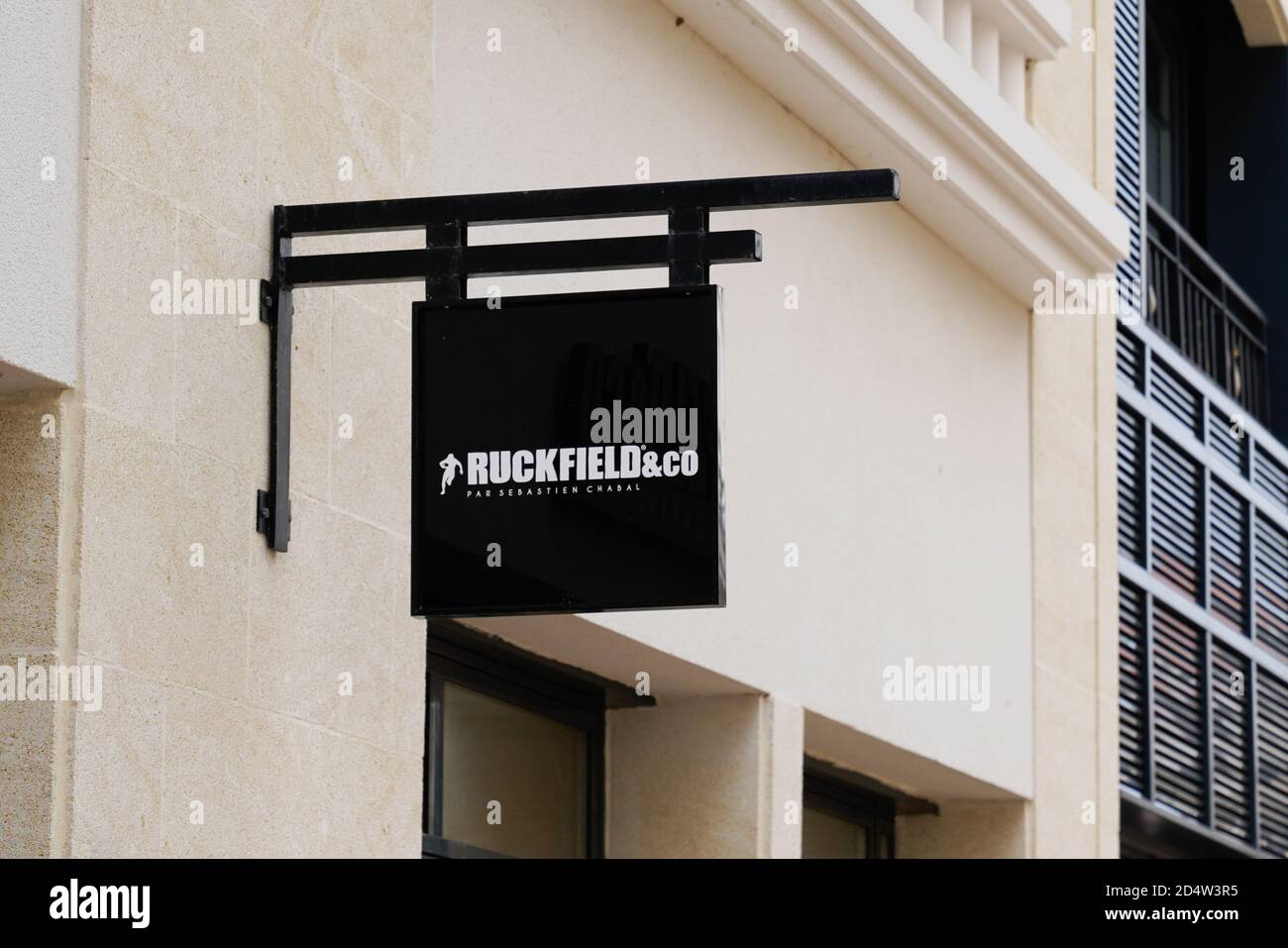Bordeaux , Aquitaine / France - 10 01 2020 : ruckfield & co logo text and sign front of fashion sporty store by sebastien Chabal of rugby sport shop c Stock Photo