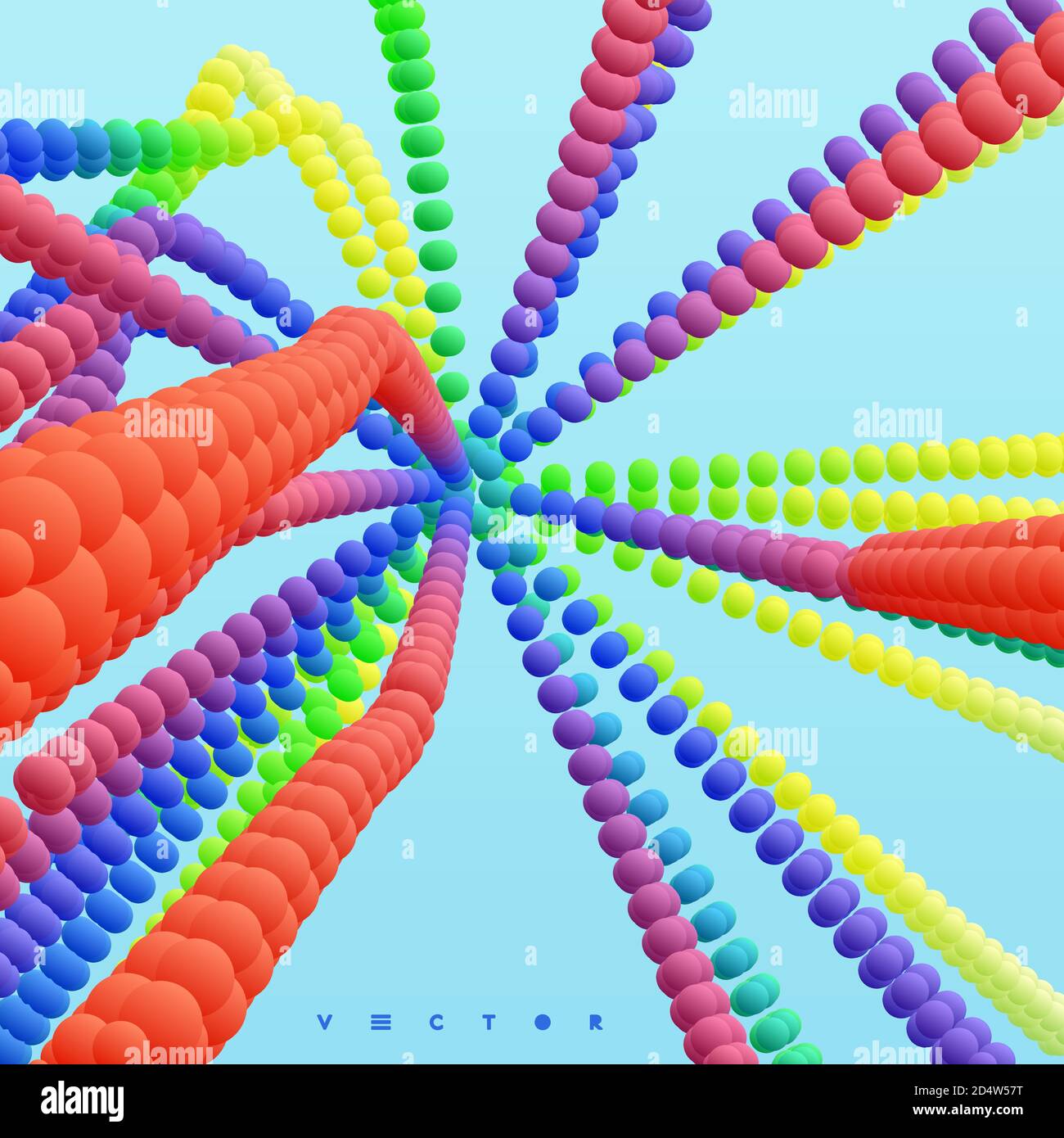 Connection structure with dynamic particles. 3D abstract background. Vector illustration. Stock Vector