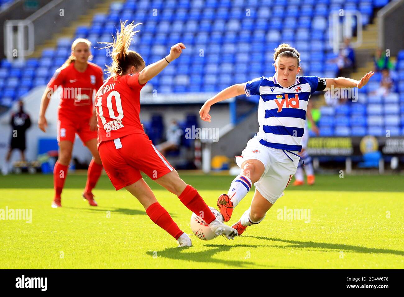 Reading, UK. 11th Oct, 2020. Lauren Bruton of Reading Women (R) and Christie Murray of Birmingham City Women (L) during the Barclays WSL match between Reading Women and Birmingham City Women. Steffan Bowen/SPP Credit: SPP Sport Press Photo. /Alamy Live News Stock Photo