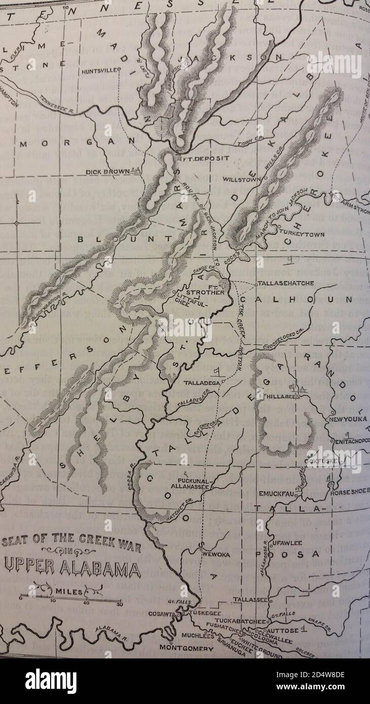 Map of Alabama during the War of 1812 Stock Photo
