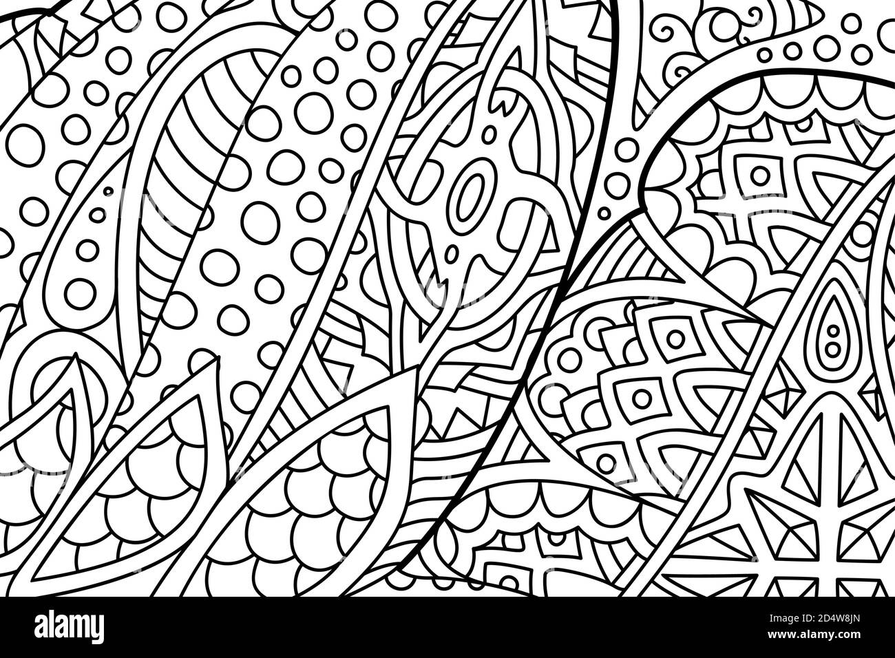Beautiful monochrome abstract zen art for coloring book pages Stock