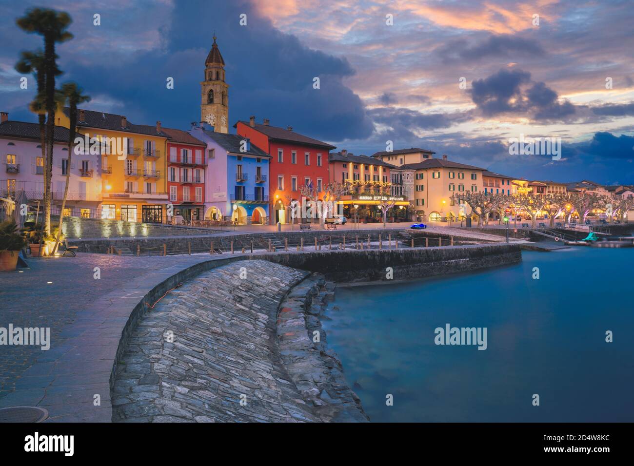 Ascona, Switzerland - Oct 2020: Promenade of Ascona on Lake Maggiore or ...