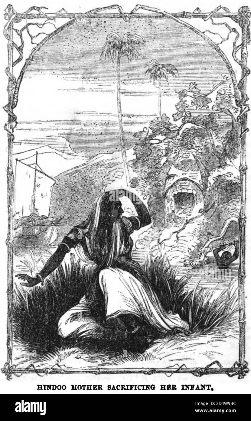 Hindoo Mother Sacrificing her infant Stock Photo