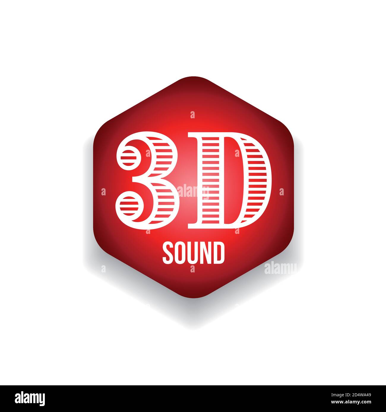 3D Sound sign red hexagon Stock Vector