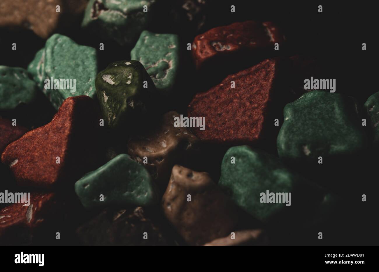 Stone / rock shape colorful chocolate macro close up, selective focus Stock Photo