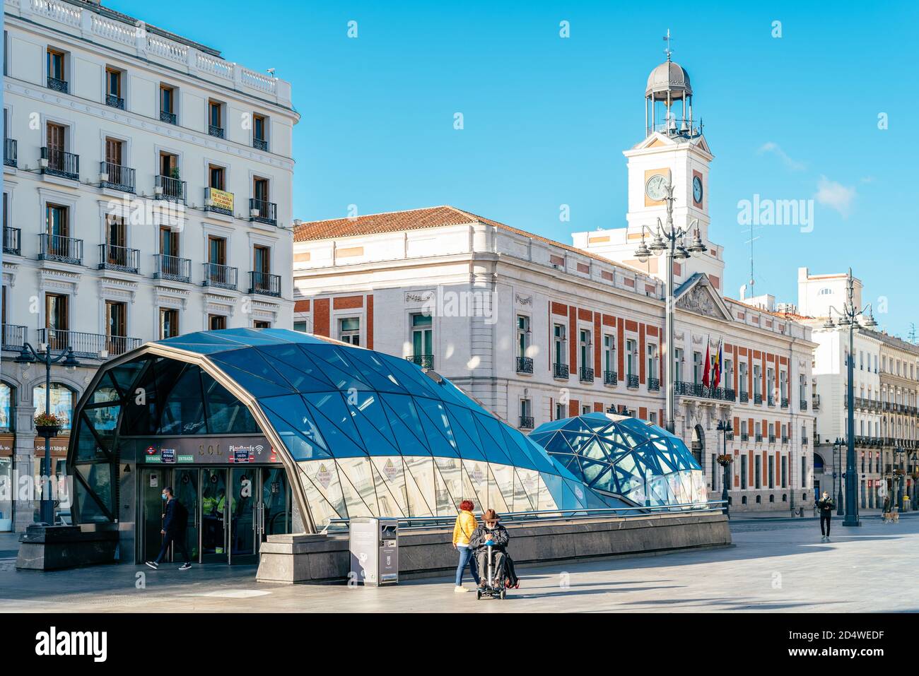 Madrid, Spain - 3rd October, 2020: The Puerta del Sol square in Central  Madrid, it is the main public space in the city. View of the empty square  duri Stock Photo - Alamy