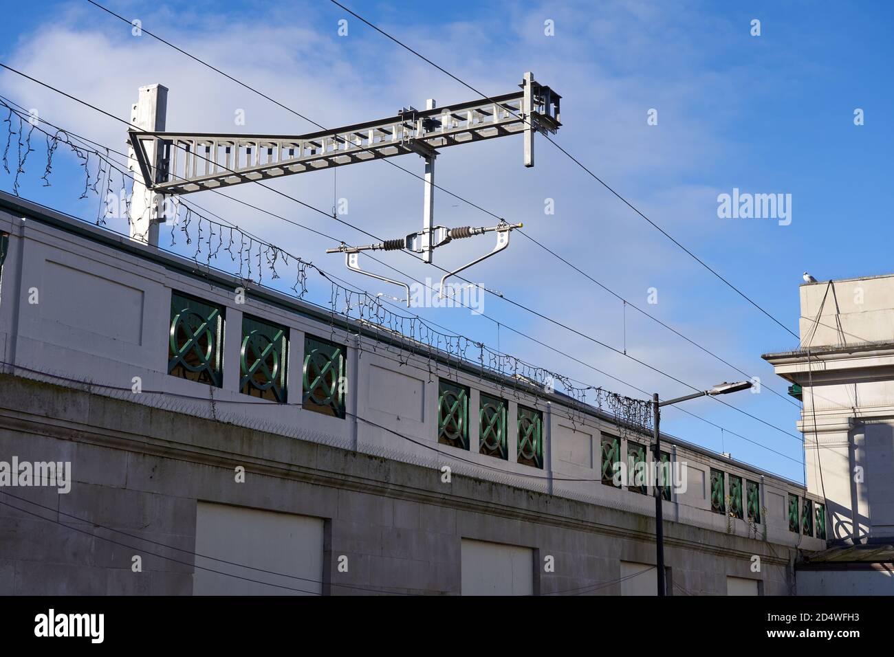 Railway electrification system, Great Western Railway, Cardiff, South Wales Stock Photo
