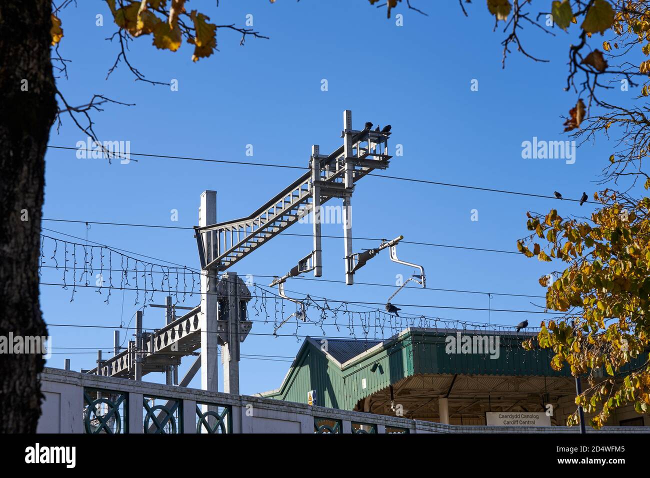 Railway electrification system, Great Western Railway, Cardiff, South Wales Stock Photo