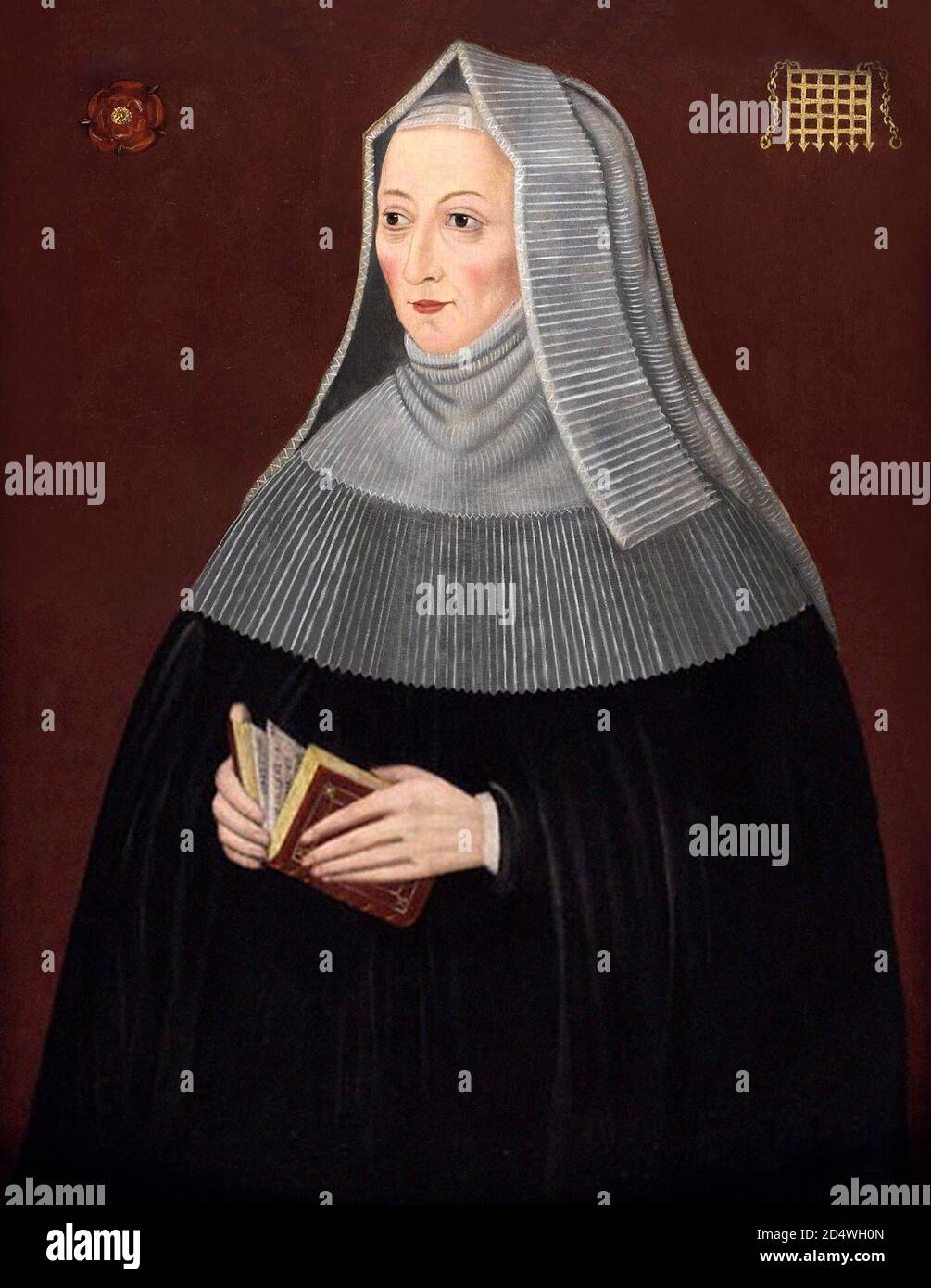 Margaret Beaufort. Portrait of Lady Margaret Beaufort (c.1441/3-1509) second half of 16th century. Margaret Beaufort was a major figure in the Wars of the Roses and the mother of King Henry VII of England Stock Photo