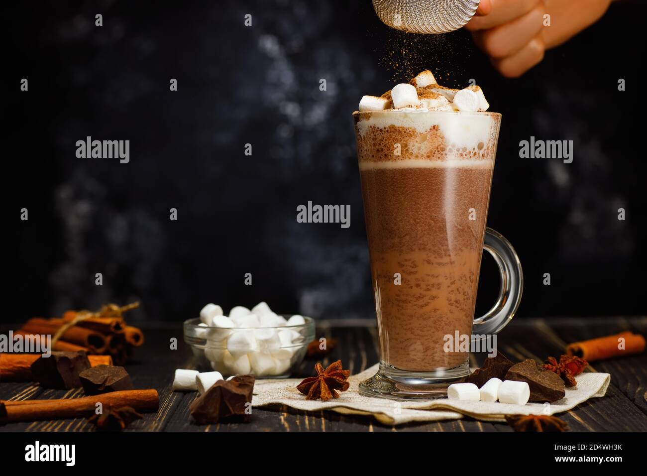 hot cocoa with whipped cream Stock Photo