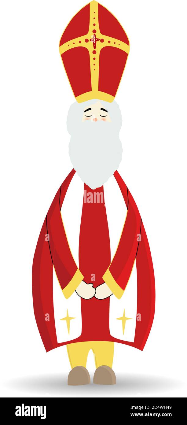 Saint Nicholas, character isolated on white background. Happy saint