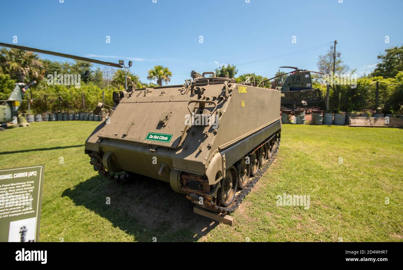 Charleston, South Carolina, United States, Novemner 2019. Recreation of a Vietnam War era MASH unit on display in Patriot's Point. Stock Photo