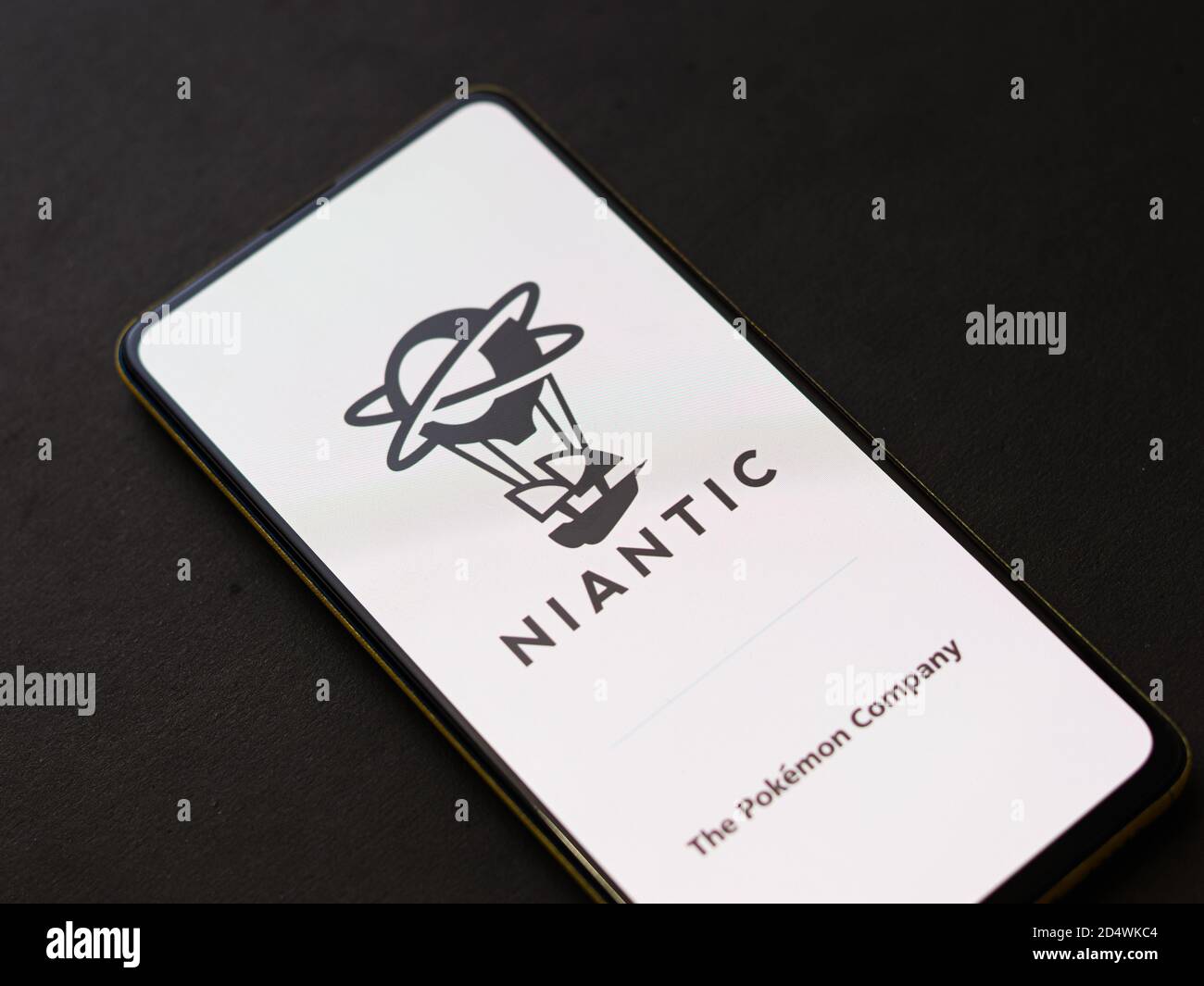 Assam, india - October 11, 2020 : Niantic logo on phone screen stock image. Stock Photo