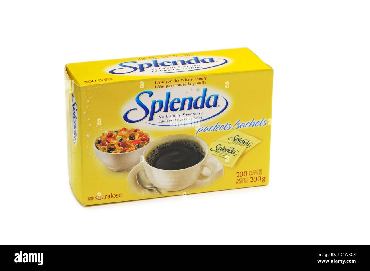 Box of Splenda with Sucralose, No Sugar No Calories Artificial Sweetener Stock Photo