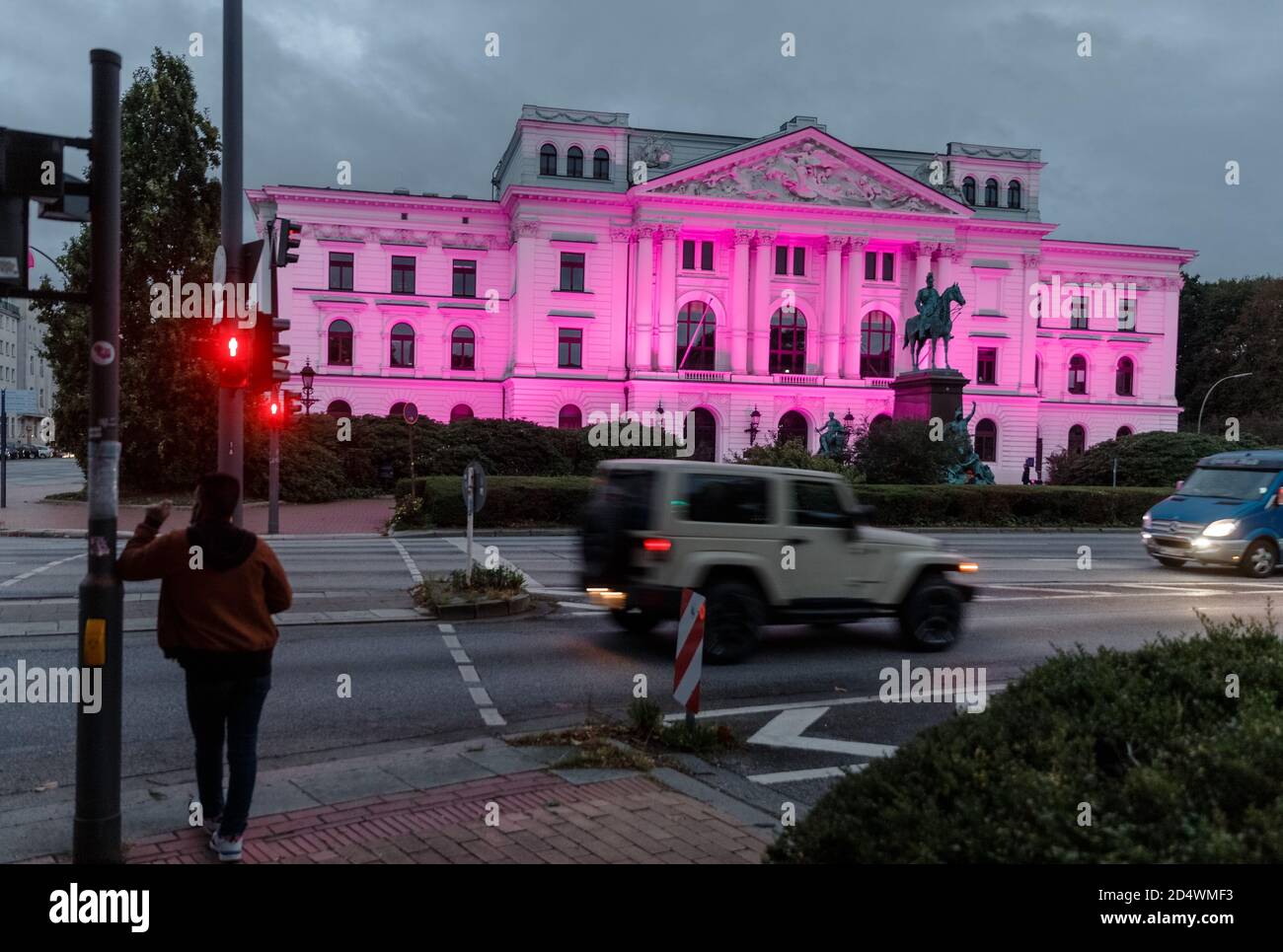 Hamburg, Germany. 11th Oct, 2020. The Altona town hall is illuminated