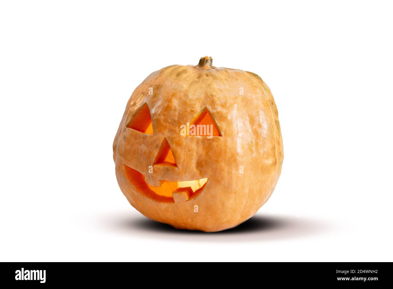 Jack o Lantern isolated on a white background with light inside Stock ...