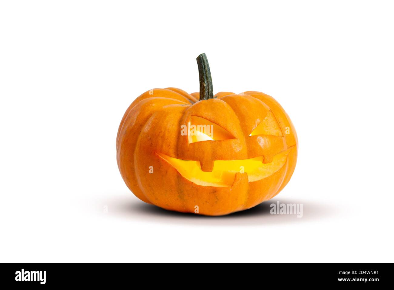 Jack o Lantern isolated on a white background with light inside Stock ...