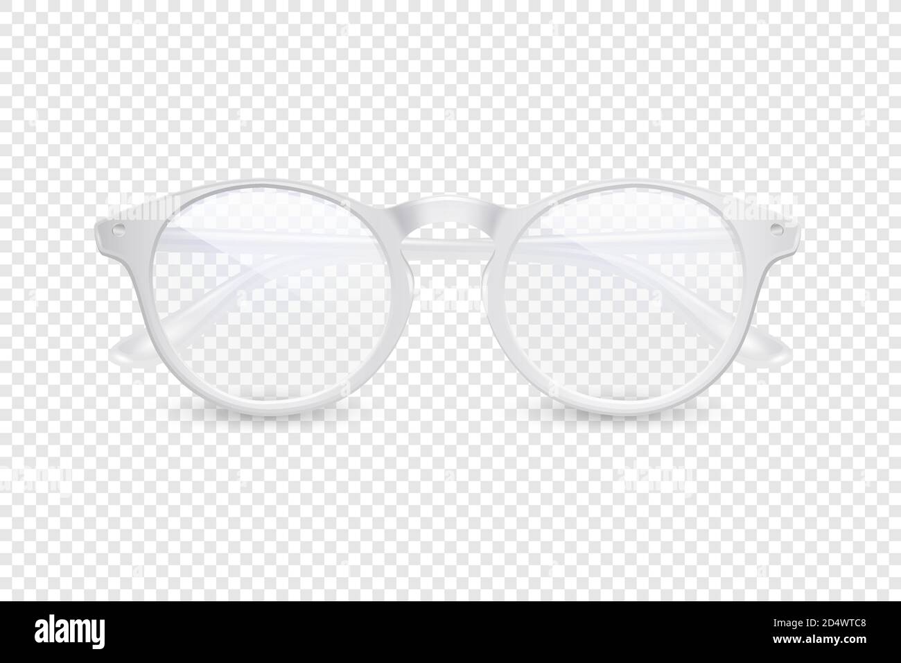 Vector 3d Realistic Plastic Round White Rimmed Eye Glasses Icon Closeup