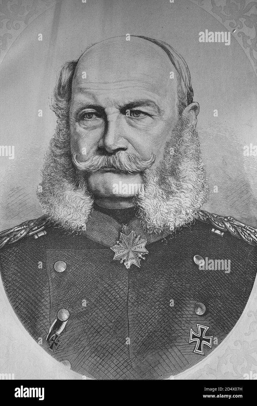 Emperor William I., illustrated war history, German - French war 1870-1871 Stock Photo