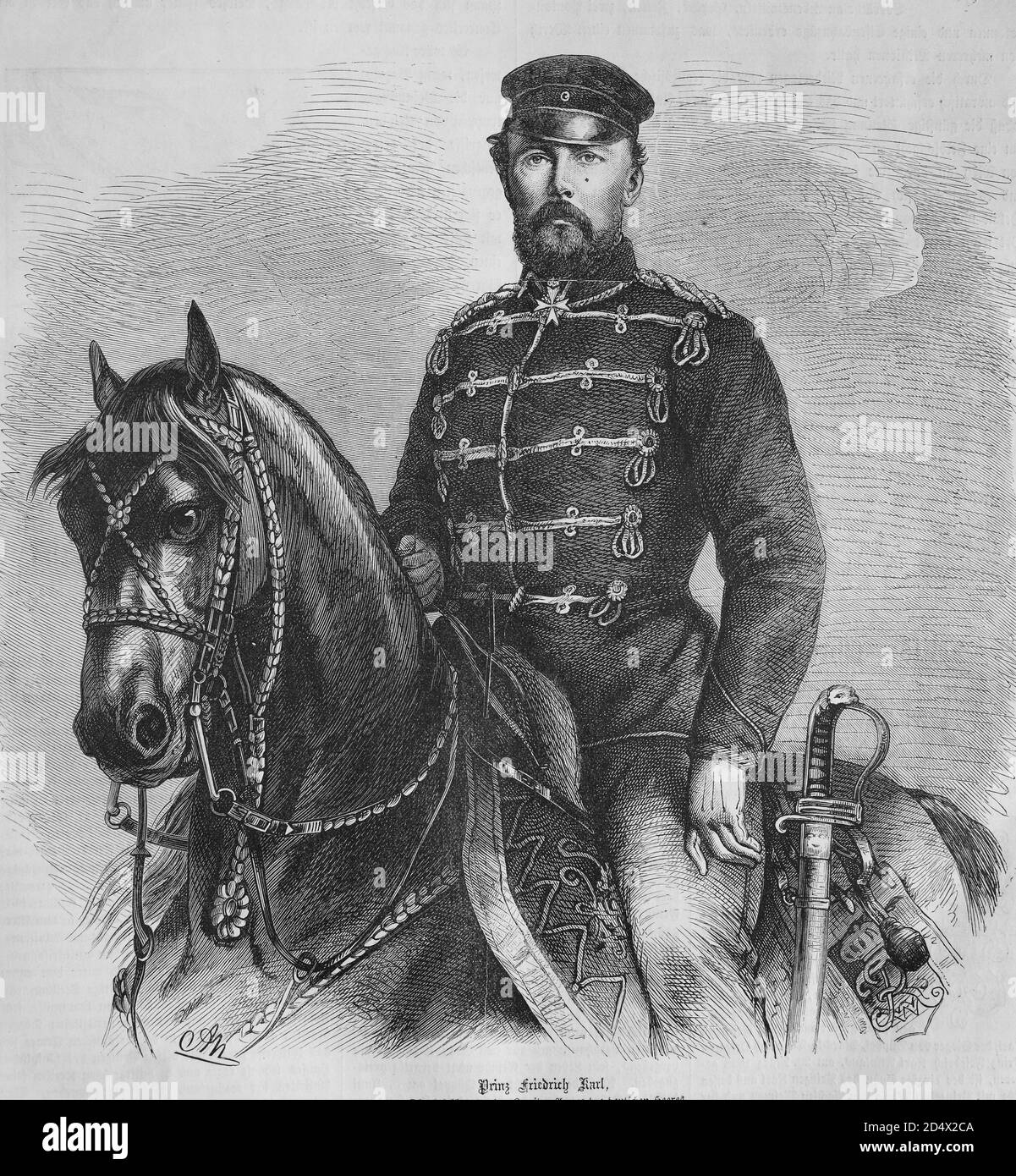 Prince Friedrich Karl of Prussia, illustrated war history, German - French war 1870-1871 Stock Photo