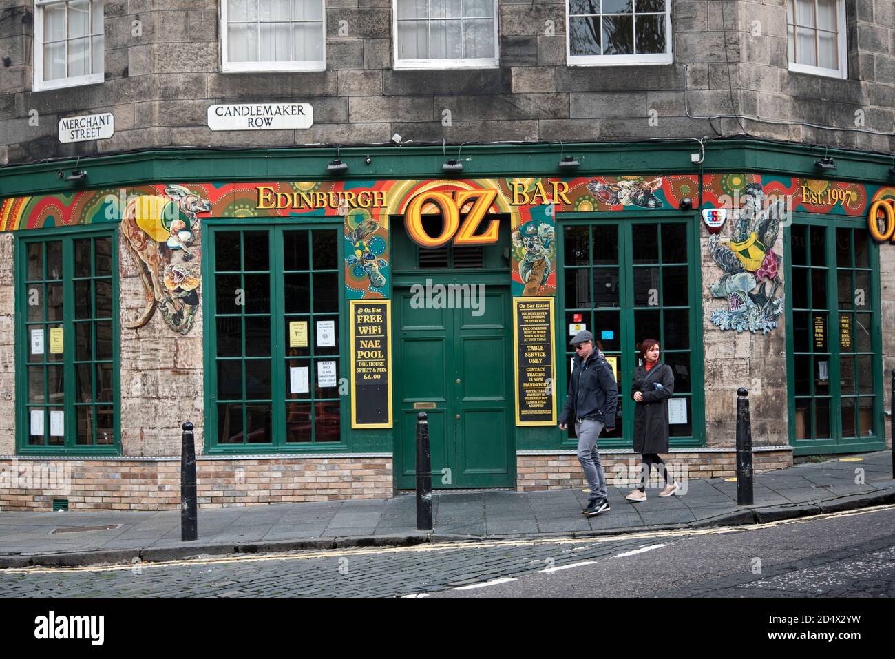 Oz Bar, Australian themed bar on Candlemaker Row in Edinburgh's Old Town. Stock Photo