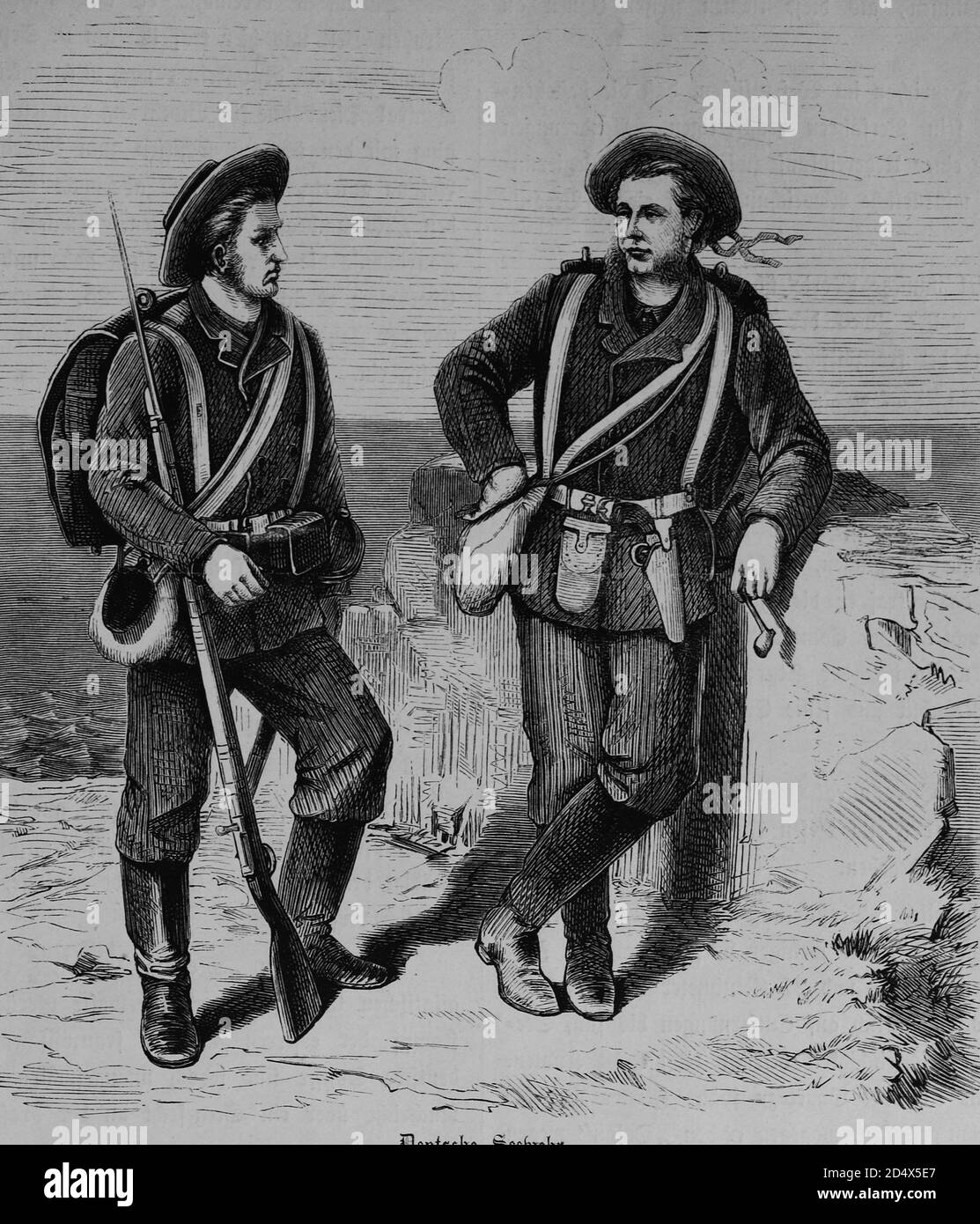 Men of the german Seewehr, illustrated war history, German - French war 1870-1871 Stock Photo