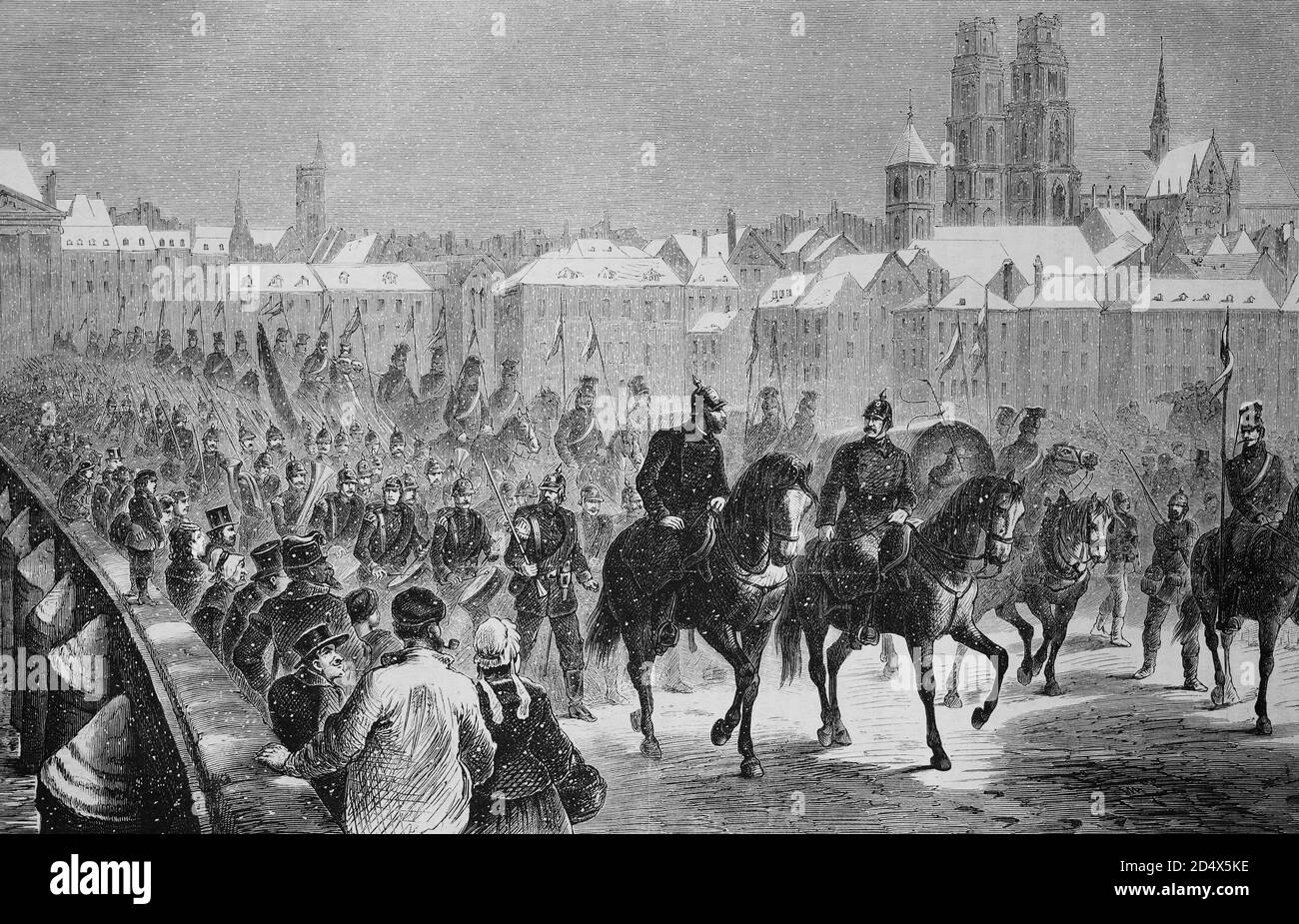 German troops crossing the Loire in Orleans on 5 December 1870