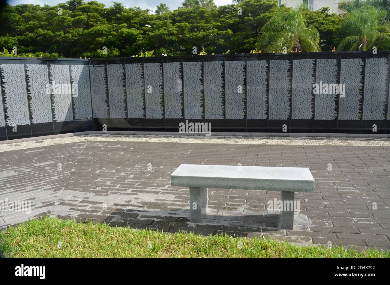 Vietnam Memorial Wall of Southwest Florida, at Veterans Park in Punta Gorda  is a half scale replica of the Vietnam Veterans Memorial in Washington DC Stock Photo