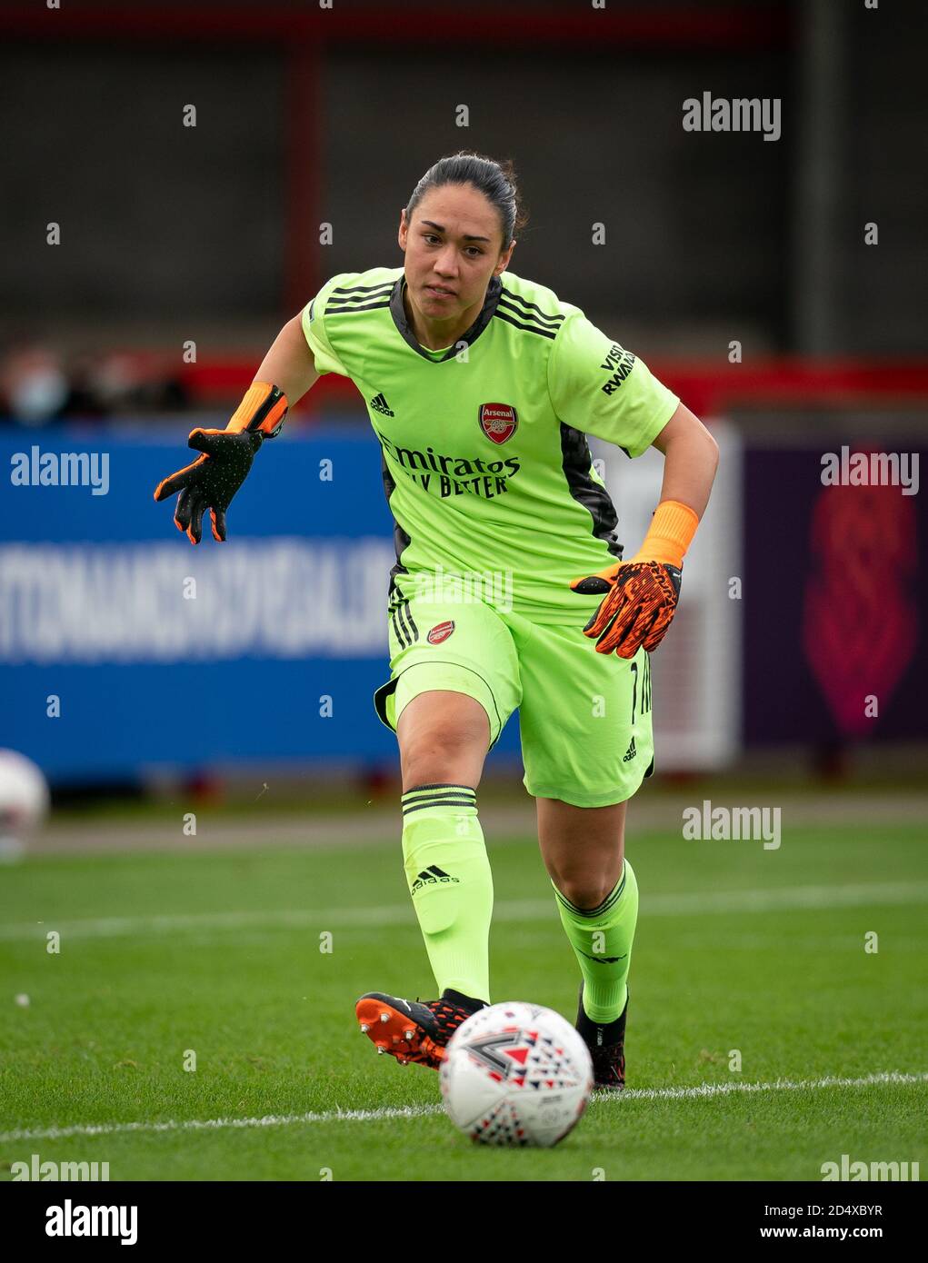 Crawley, UK. 11th Oct, 2020. Goalkeeper Manuela Zinsberger of Arsenal during the FAWSL match between Brighton and Hove Albion and Arsenal Women at The People's Pension Stadium, Crawley, England on 11 October 2020. Photo by Andy Rowland. Credit: PRiME Media Images/Alamy Live News Stock Photo