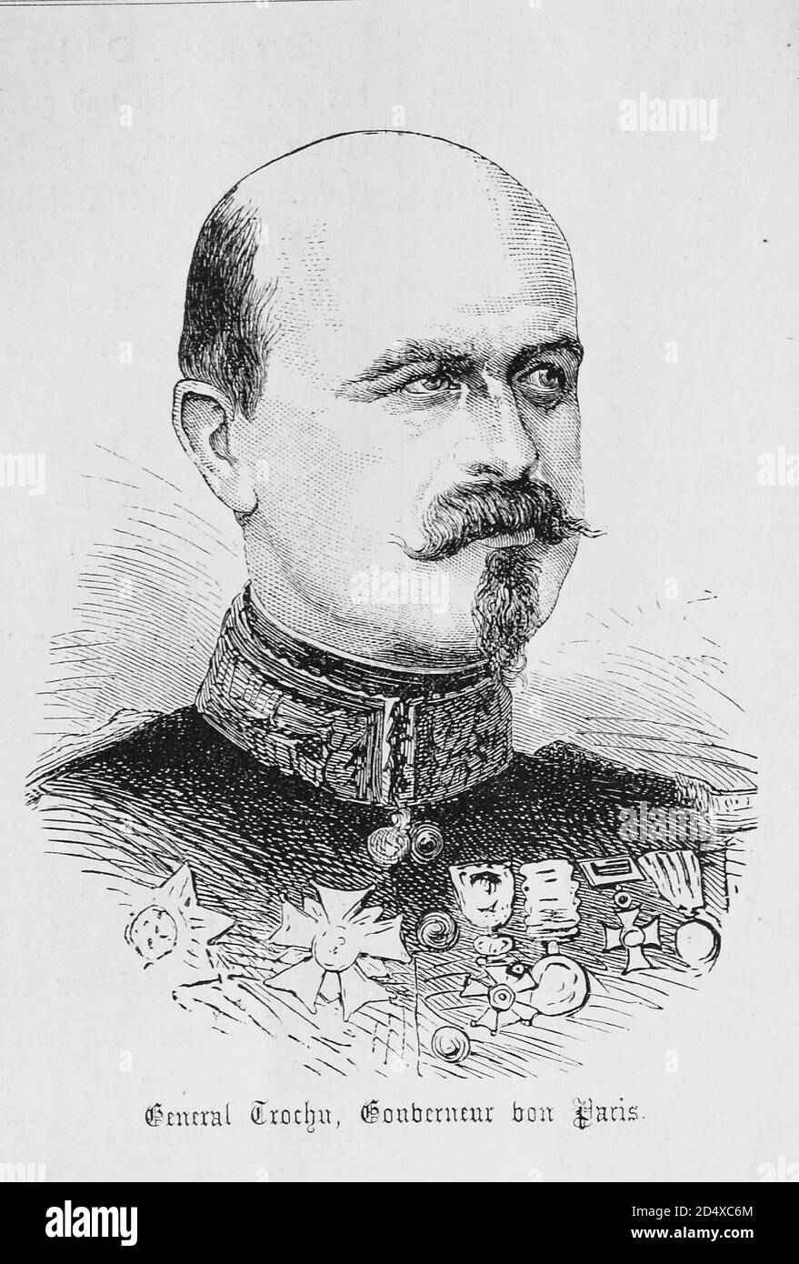 Gerneral Louis Jules Trochu (1815-1896), french General, illustrated war history, German - French war 1870-1871 Stock Photo