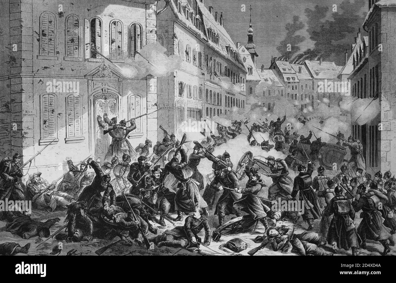 Street fight in Le Mans, 12th January, 1871, illustrated war history