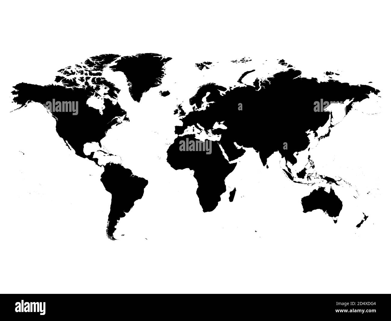 Map of World black vector silhouette. High detailed map on white ...