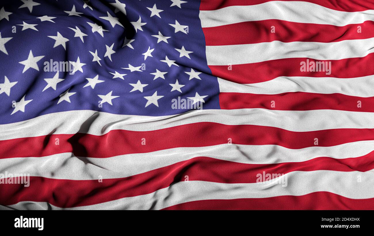 US / American Flag | United States of America | Nation Cover Background - Government, Country, and Travel - 3D Illustration Stock Photo