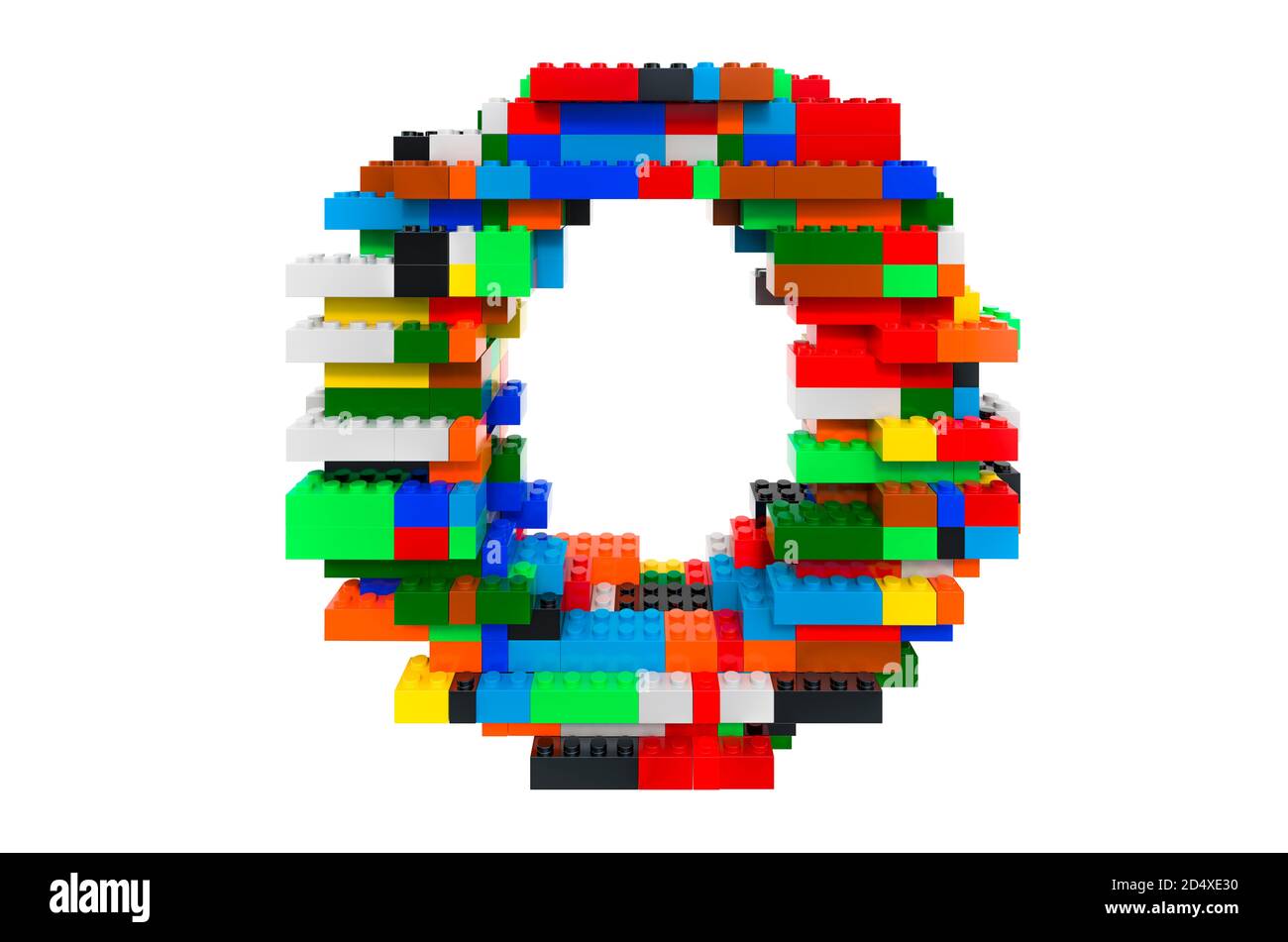 Letter O from colorful building toy blocks, 3D rendering isolated on ...