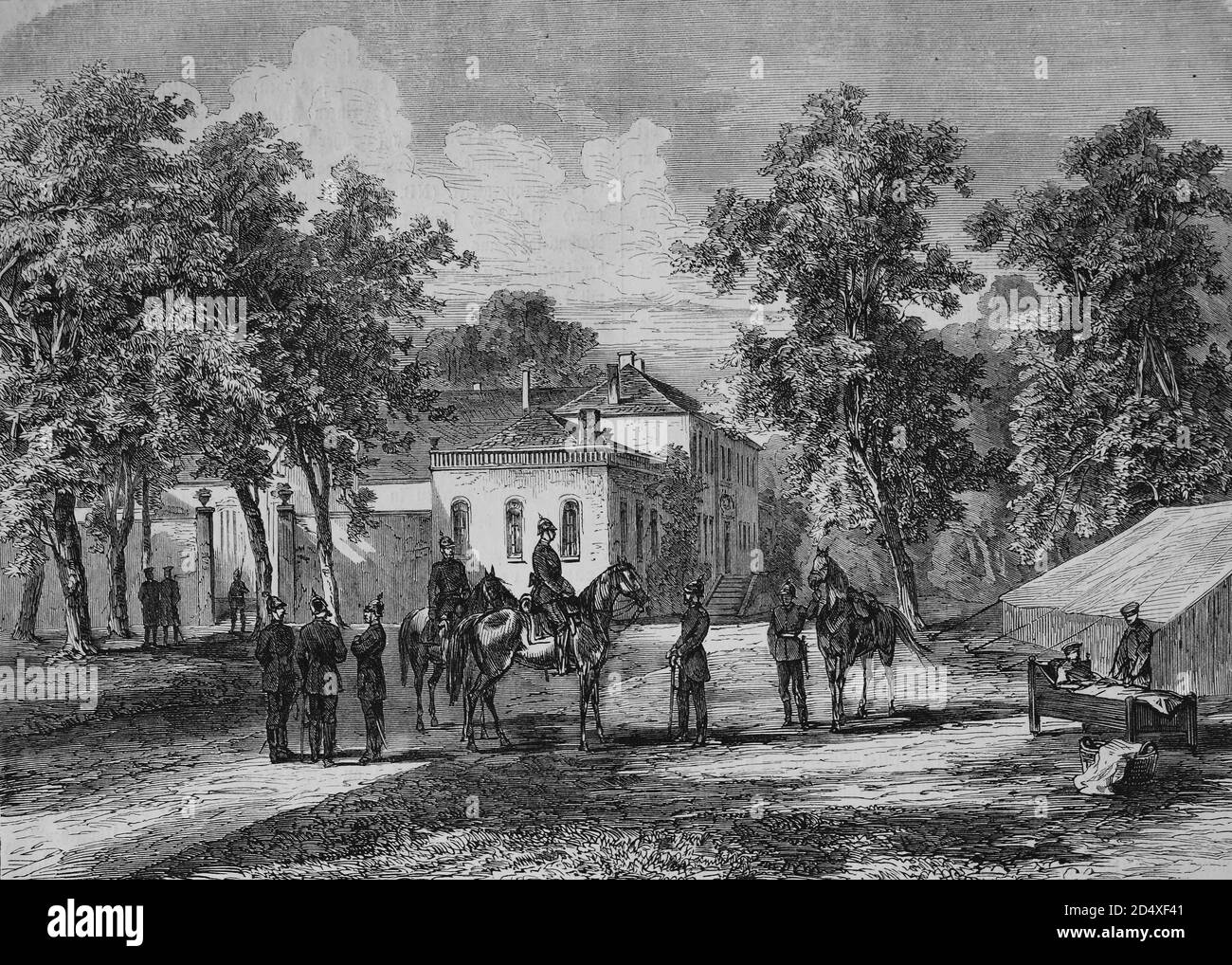 Headquarter of Prince Friedrich Carl zu Corny, near Metz, illustrated war history, German - French war 1870-1871 Stock Photo