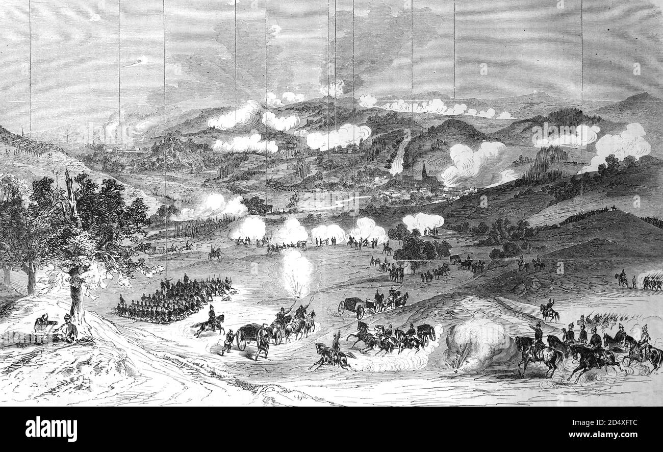 Battle of Woerth, also known as battle of Reichshoffen, illustrated war history, German - French war 1870-1871 Stock Photo
