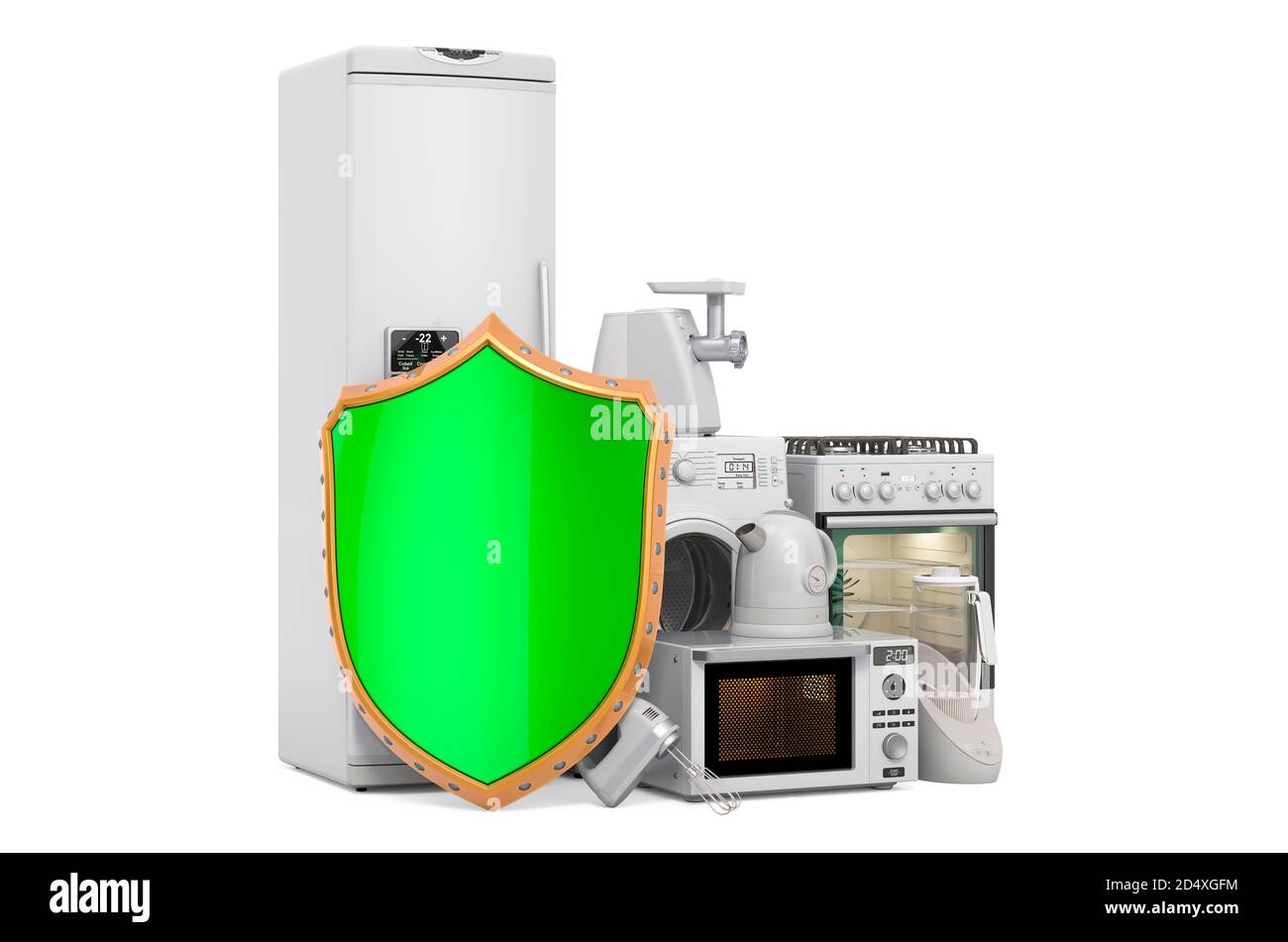 Guarantee and protection kitchen appliances concept. 3D rendering