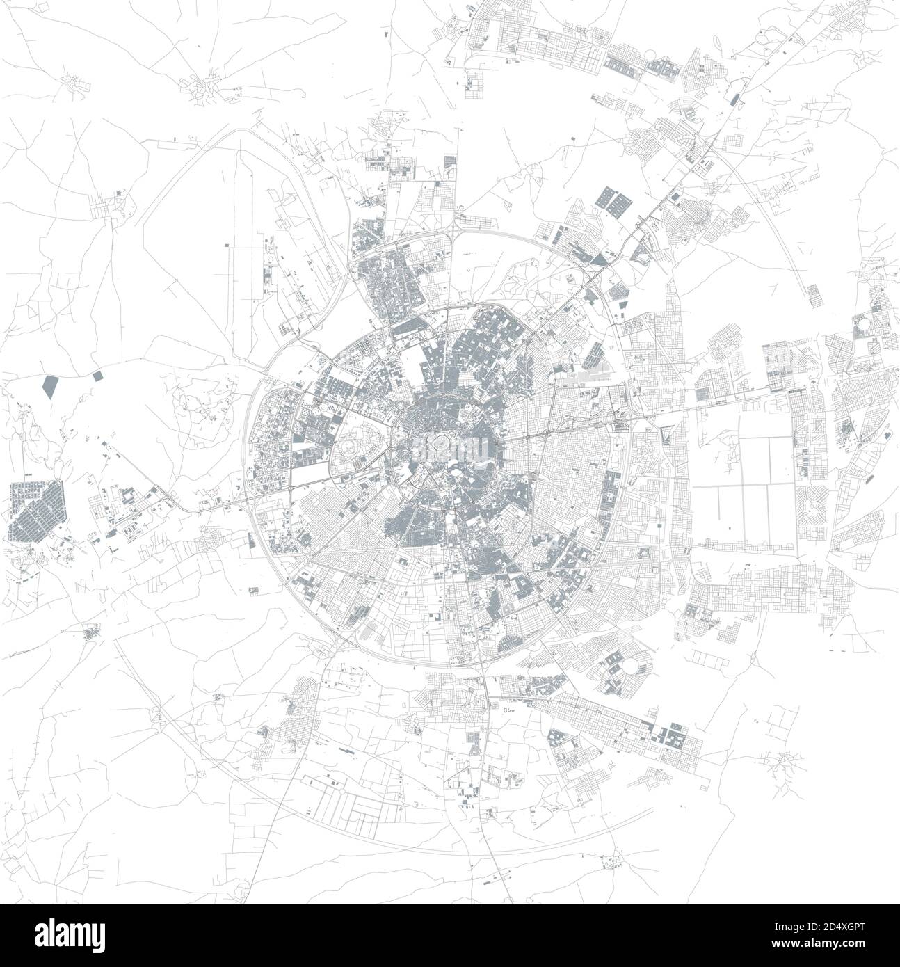 Satellite view of Erbil or Hawler the capital and most populated city in the Kurdistan Region in northern Iraq. Map streets and buildings of the city Stock Vector