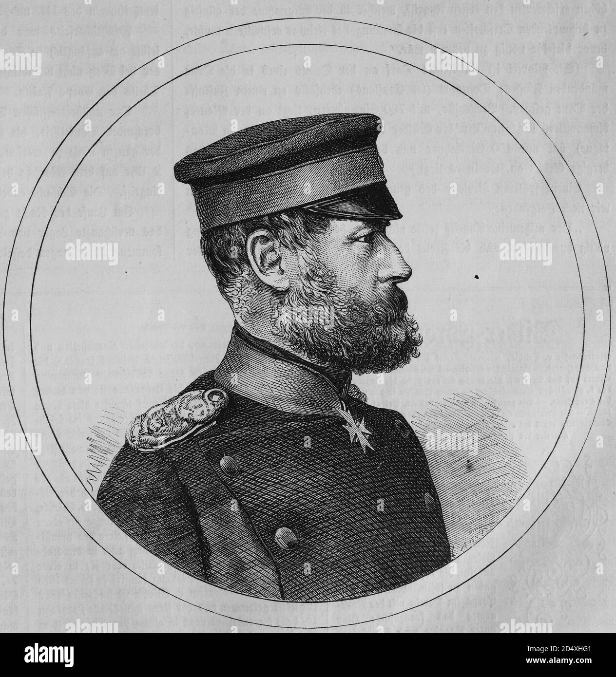 Major General von Stiehle, chief of staff of the 2nd division of the german army, illustrated war history, German - French war 1870-1871 Stock Photo