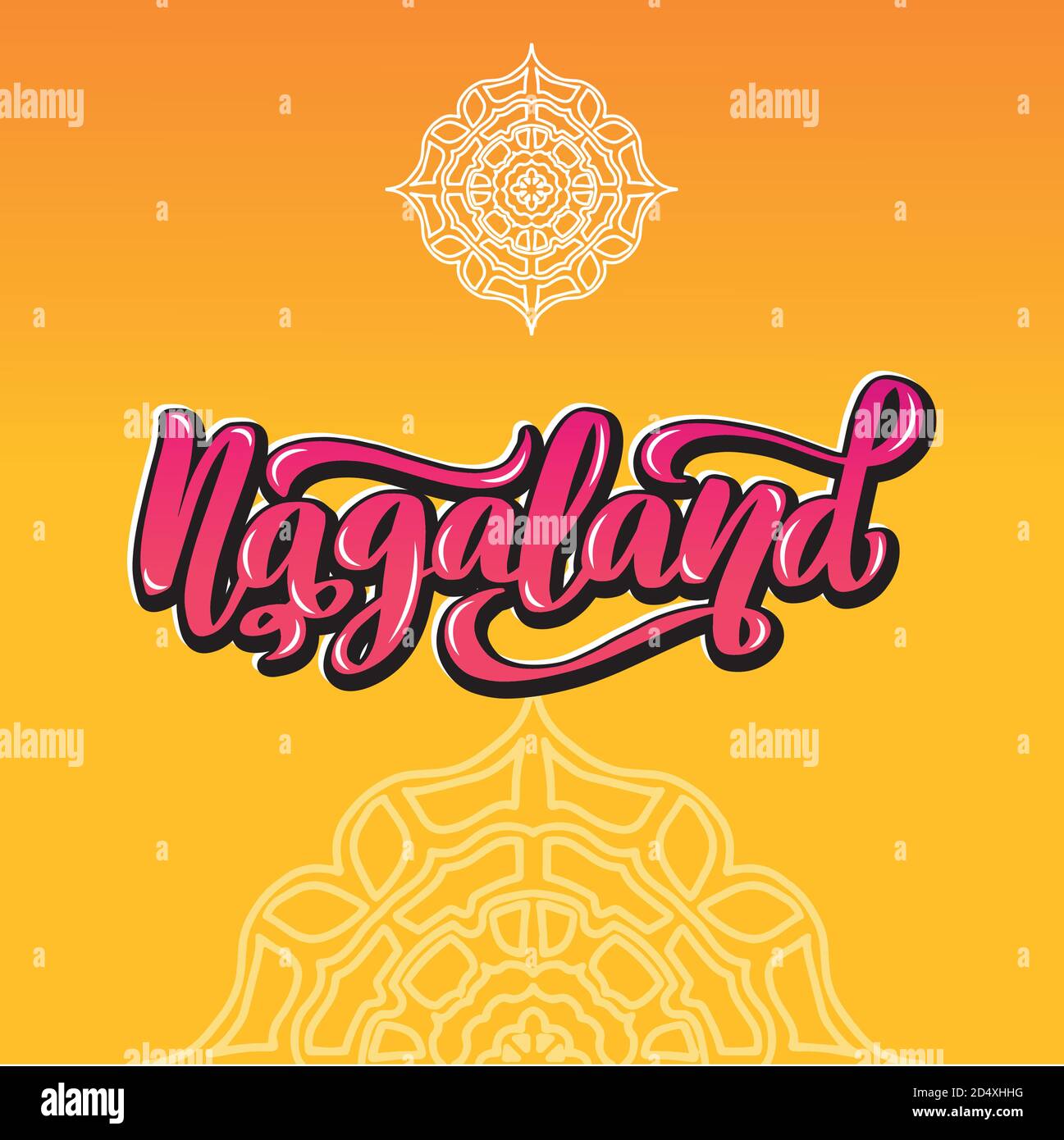 Nagaland Handwritten stock lettering typography. States of India Stock Vector