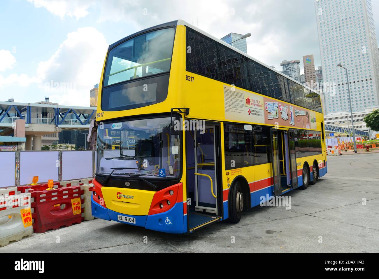 Hong Kong double deck Bus in Hong Kong Island, Hong Kong, China. Stock Photo