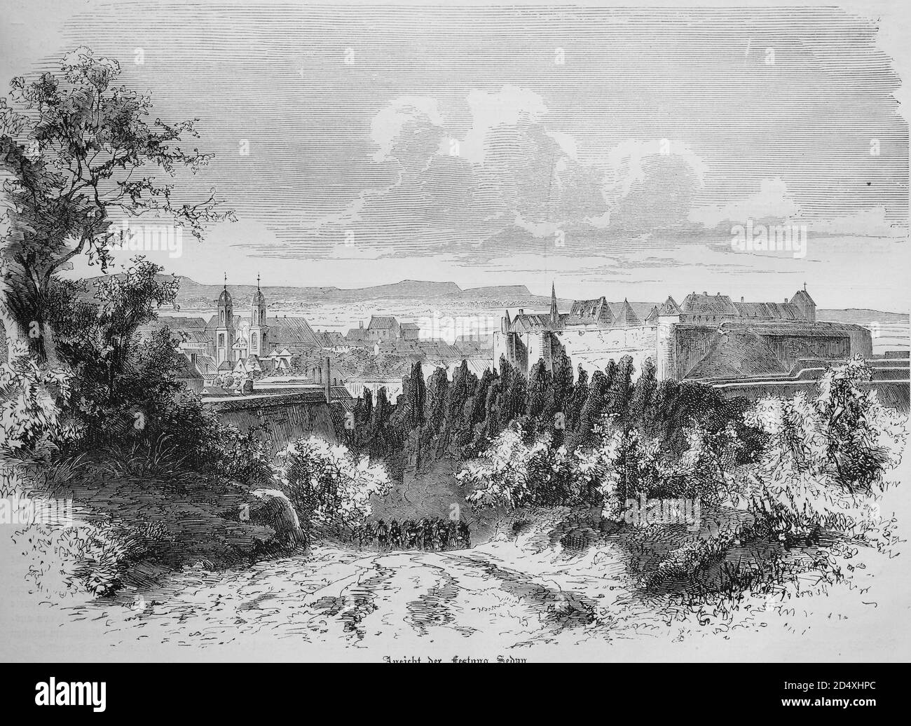 View of Sedan castle, illustrated war history, German French war 1870