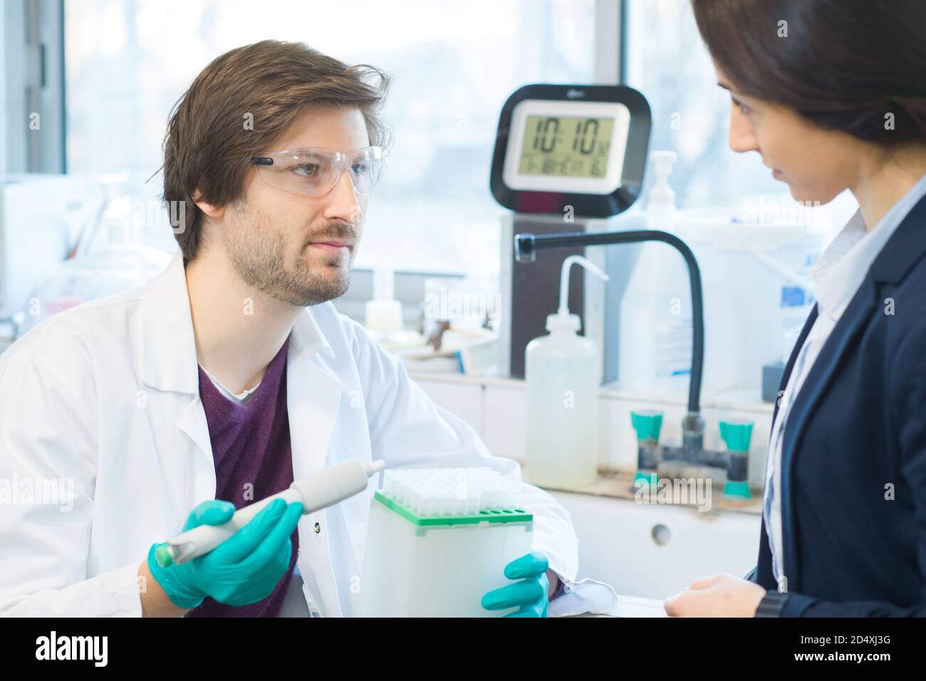 a lab manager with worker Stock Photo