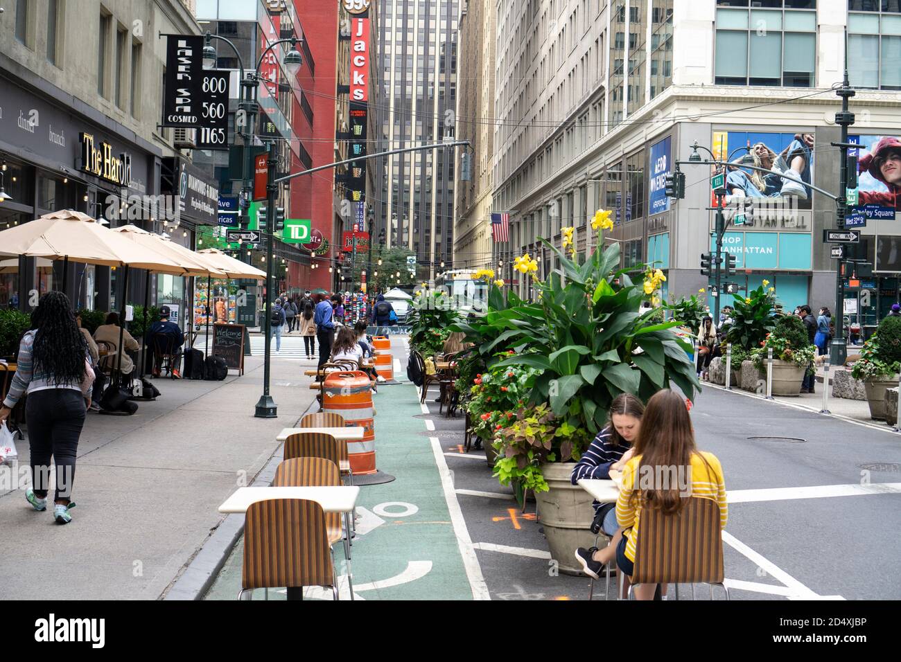 New York / USA October 10 2020 An outdoor restaurant in midtown