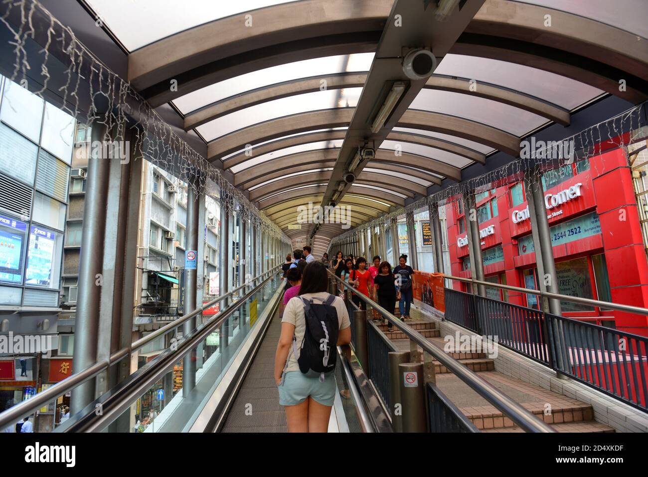 Central MidLevels Escalator at Cochrane Road in Hong Kong, China. Central MidLevels Escalator