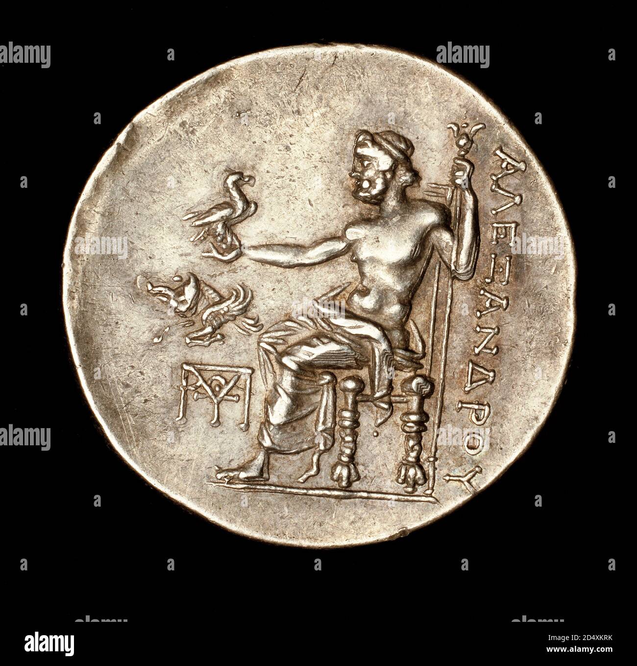 Circa 200BC Zeus Enthroned Support Sceptre Confronting an Eagle Stock