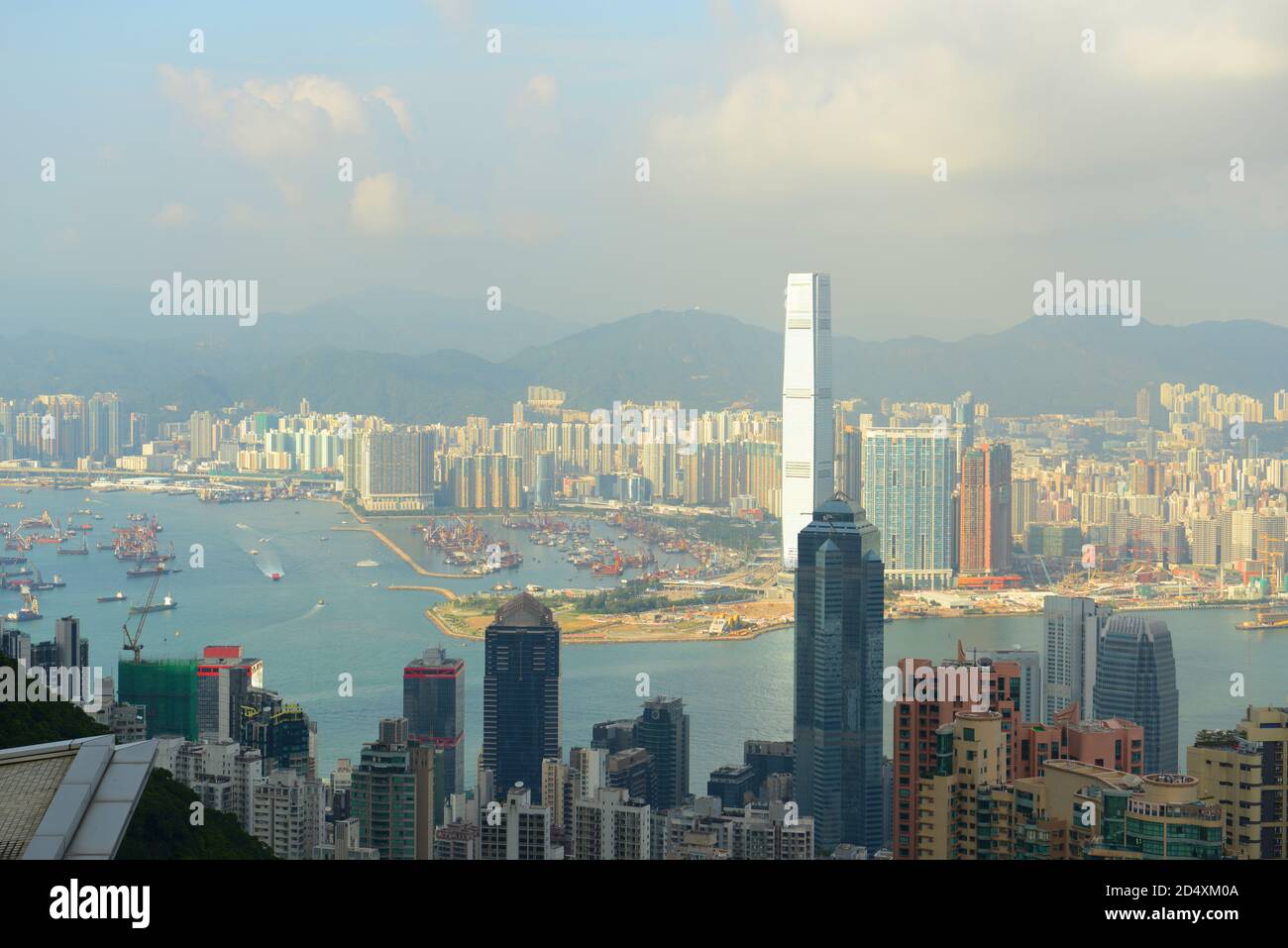 Hong Kong Skyline and Victoria Harbour at dusk from Victoria Peak on ...