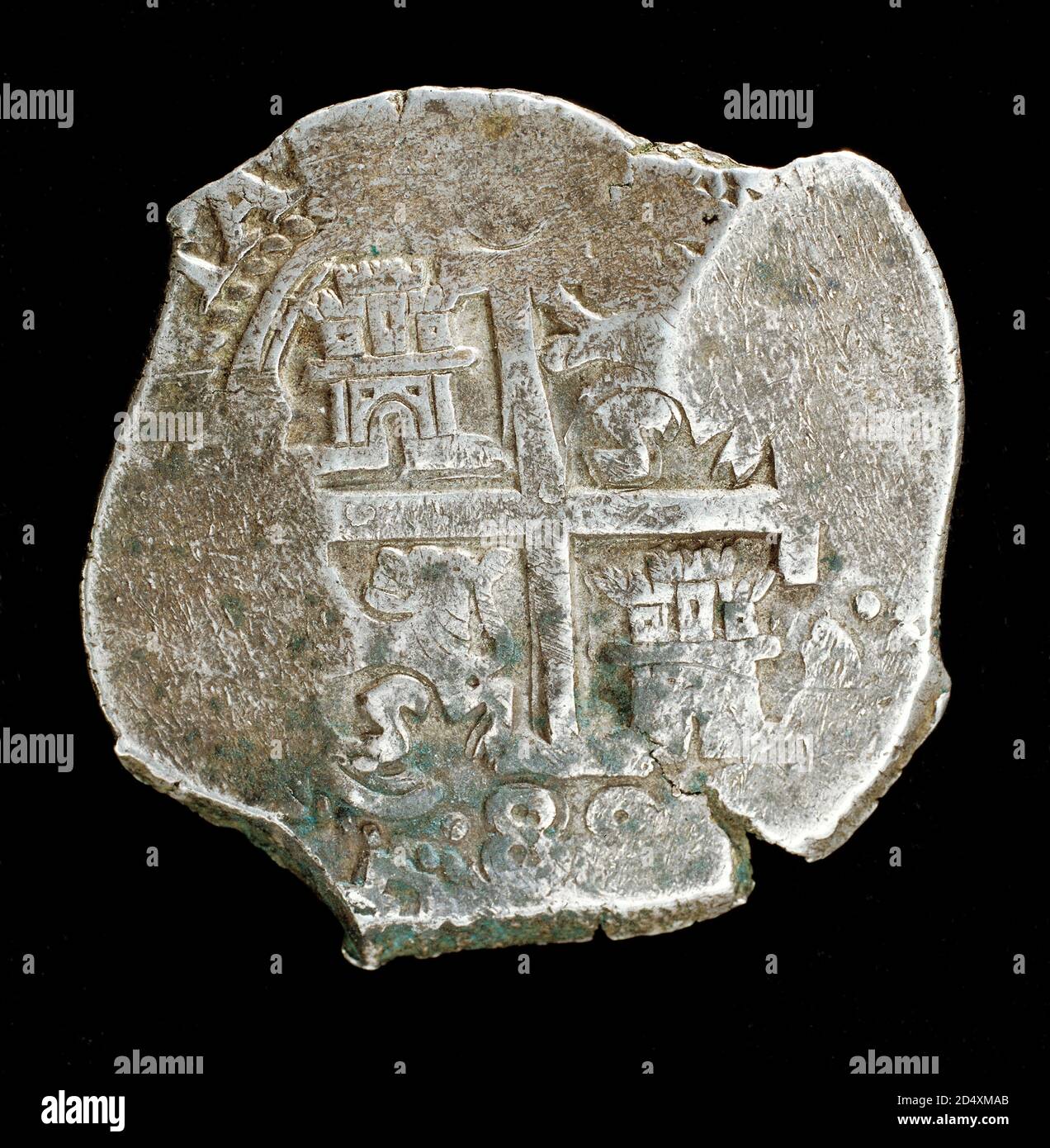 Rare Silver Coin, Spanish America King Charles II, Spanish Coat of Arms